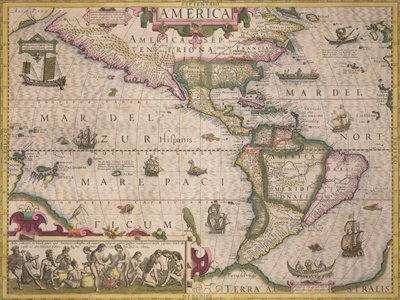Karta över Amerika, från Mercator Atlas, pub. av Jodocus Hondius (1563-1612), Amsterdam, 1606 av Dutch School