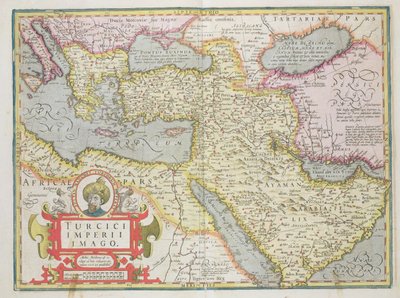Karta över det turkiska imperiet, från puben Mercator Atlas. av Jodocus Hondius (1563-1612) Amsterdam, 1606 av Dutch School