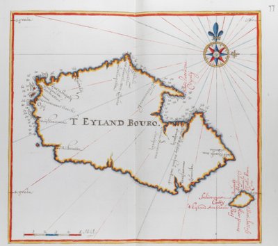 Karta över ön Bouro, Indonesien. av Dutch School