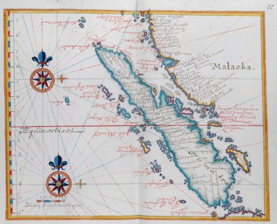 Karta som visar Malacka och Sumatra, västra Indonesien, en del av Sundaöarna. av Dutch School