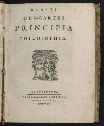 Titelsidan för Principles of Philosophy av Rene Descartes av Dutch School