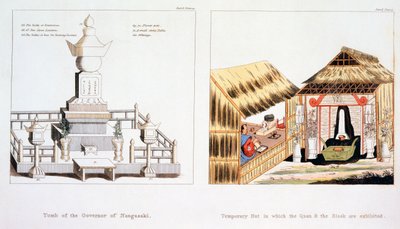 Nagasakis guvernörs grav och andra begravningsobjekt, från Illustrations of Japan av Issac Titsingh, publicerad London 1822 av Dutch School