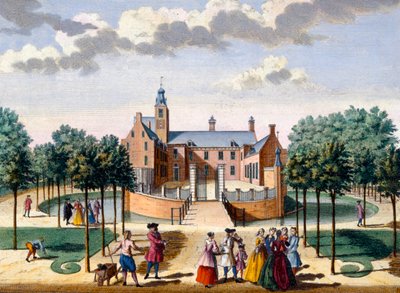 Utsikt över Adrichem House, från Het Zeganpralent Kennemerlant av Hendrick de Leth och Matthias Brouerius Van Nidek, publicerad ca 1700-1730 av Dutch School