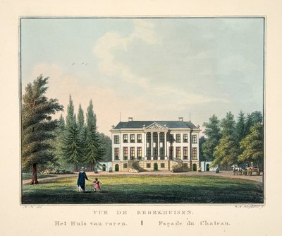 Vue de Broekhuisen. Huset framifrån. Fasad du Chateau av Dutch School
