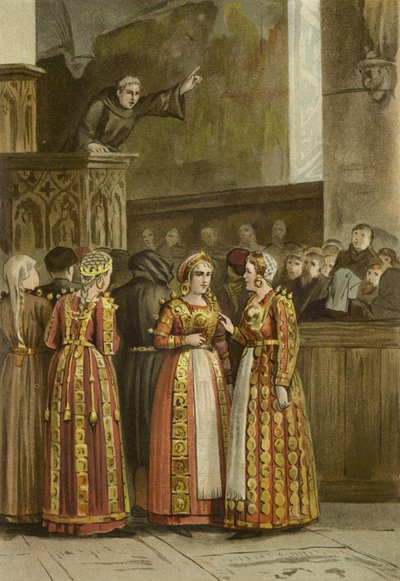 Kvinnor i traditionell frisisk dräkt, Nederländerna, 1400-talet av Dutch School