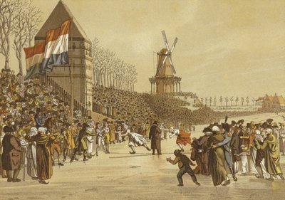 Skridskolopp för kvinnor, Leeuwarden, Nederländerna, 1805 av Dutch School