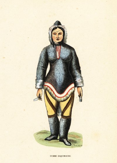 Inuitkvinna med ansiktstatueringar, Mackenzie River, Yukon, Kanada av Duverger Duverger