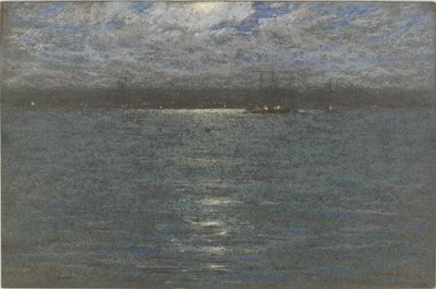 Night: A Harbor, 1894 (pastell på brunt papper) av Dwight William Tryon