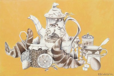 Frukost, 1993 (akryl på papper) av E.B. Watts