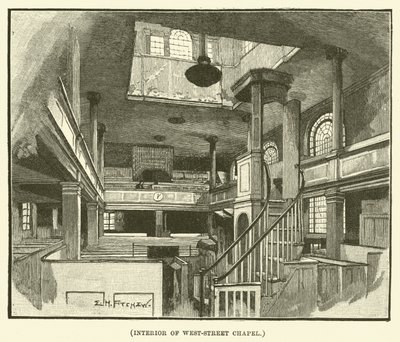 Interiör av West-Street Chapel (gravyr) av E.H. Fitchew