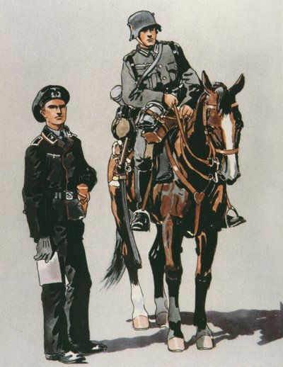 Stridsvagnsofficer och beriden soldat från den tyska armén av E. (after) Dobrich