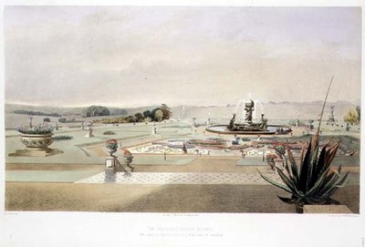 The Parterre, Castle Howard, pub. av Thomas McLean (litho) av E. Adveno Brooke