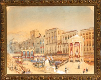 Invigning av Ligure-subalpina järnvägen, Genua, 20 februari av E. Binelli