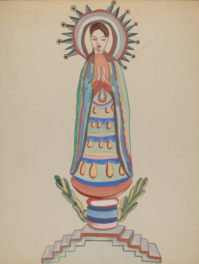 New Mexico, "Bulto", polykrom träfigur av E. Boyd
