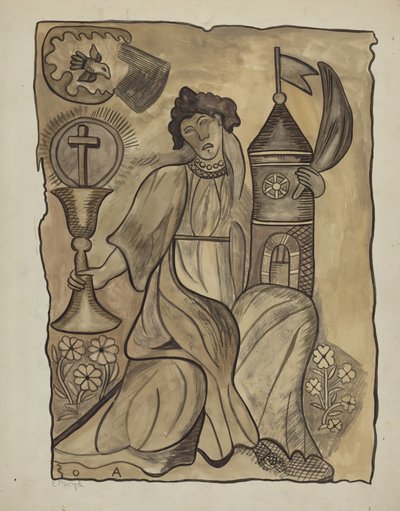 Väggupphängning av Santa Barbara, ca. 1936. av E. Boyd