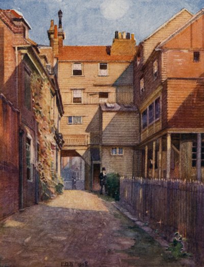 Eton: The Old Christopher Yard (färg litho) av E. D. Brinton