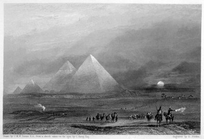 Pyramiderna, Giza, Egypten, 1800-talet av E. Finden