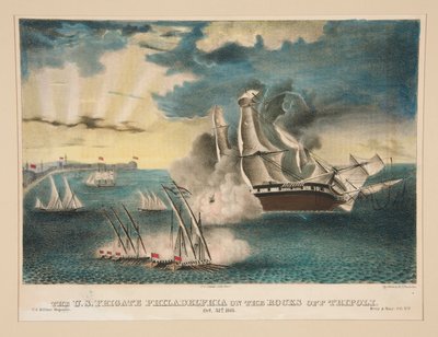 U.S. Fregate Philadelphia on the rocks off Tripoli (från U.S. Military Magazine Army and Navy, Vol. II) av E. J. Pinkerton