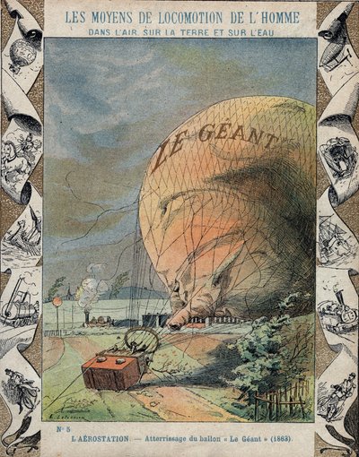 Aerostatens fall Le Giant nära Hannover - oktober 1863 av E. Letellier
