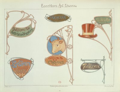 Butiksskyltar i jugendstil, 1903 av E. Mulier