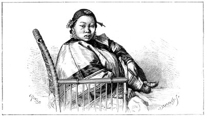 Kvinna med bundna fötter, Kina, 1800-talet av Etienne Antoine Eugene Ronjat