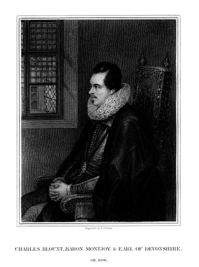 Charles Blount, 1:e jarl av Devon, engelsk hovman och soldat, 1827. av E. Scriven