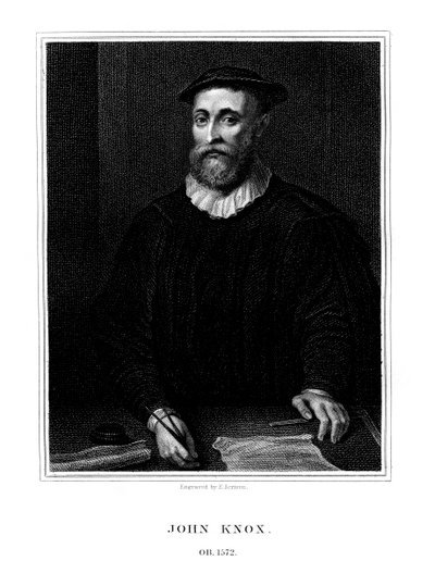 John Knox, skotsk religiös reformator, 1825. av E. Scriven