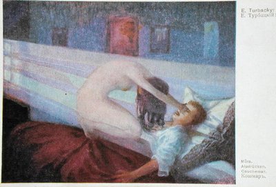The Nightmare, ca 1910 (lito i färg) av E. Turbacky