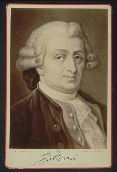 Porträtt av Carlo Goldoni (1707-93) (tryck) av E. after Hadler