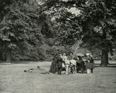 Hennes Majestät planterar ett träd i Buckingham Palaces mark som ett minne av jubileet, juni av E. and S. Woodbury