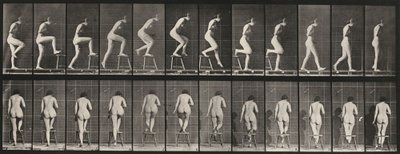 Plåt nummer 180. Att trampa på och över en stol, 1887. av Eadweard Muybridge