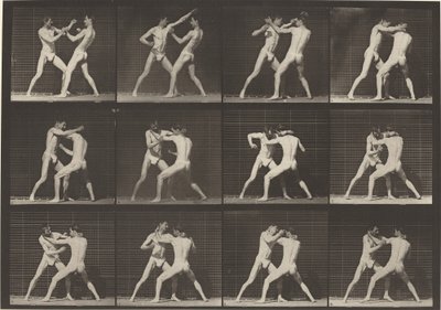 Plåtnummer 340. Boxning, öppna handskor, 1887. av Eadweard Muybridge