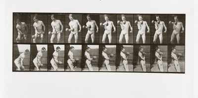 Man som lyfter en hantel, skylt 324 från Animal Locomotion, 1887 av Eadweard Muybridge