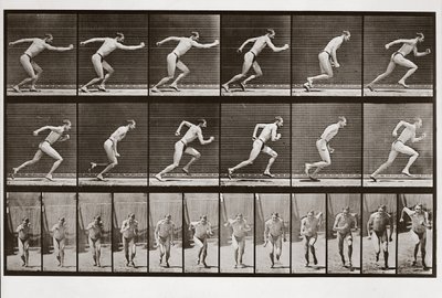 Man springer, skylt 59 från Animal Locomotion, 1887 av Eadweard Muybridge