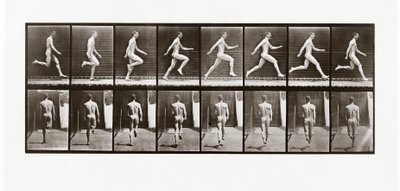 Man springer, skylt 65 från Animal Locomotion, 1887 av Eadweard Muybridge