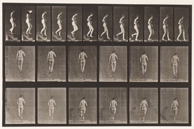 Tavla 130. Nedåtgående trappor, händerna knäppta, 1872-1885 av Eadweard Muybridge