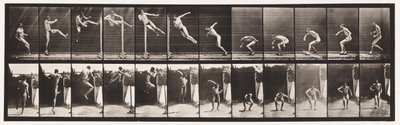 Tallrik 158. Hoppning; Running Twist High Jump (Skor) av Eadweard Muybridge