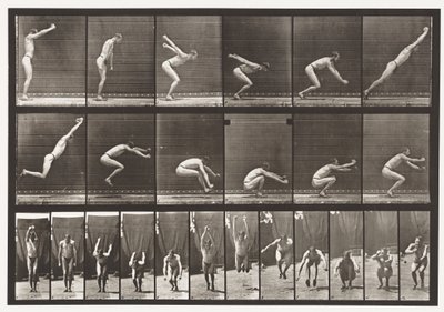 Plåt 163. Hoppning; Stående breddhopp, 1872-1885 av Eadweard Muybridge