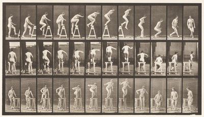 Tavla 171. Att trampa på en bock; Hoppa ner, vända av Eadweard Muybridge