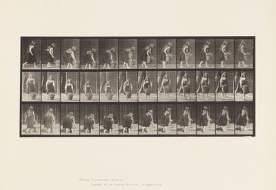 Tallrik 217. Luta, lyfta och bära 30 lb korg, 1885 av Eadweard Muybridge