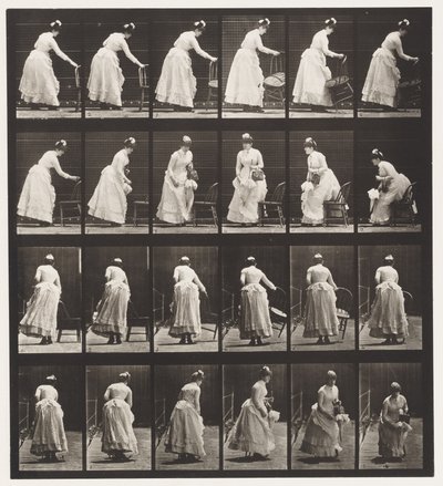Tavla 243.Placera stol, sitta och flirta en fläkt av Eadweard Muybridge