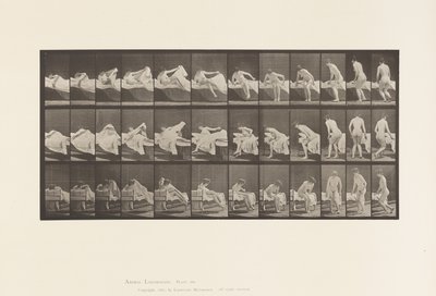 Tallrik 264. Att gå upp ur sängen och förbereda sig för att knäböja av Eadweard Muybridge