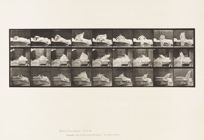 Tallrik 265. Att gå upp ur sängen och förbereda sig för att knäböja av Eadweard Muybridge