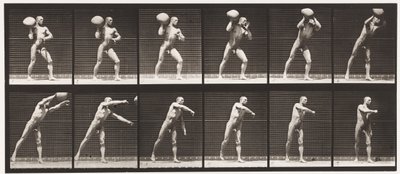 Plåt 311. Heaving a 75-lb Rock, 1885 av Eadweard Muybridge