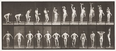 Plåt 321. A, Lyfta en 50 lb Dumb-Bell; B, posering av Eadweard Muybridge