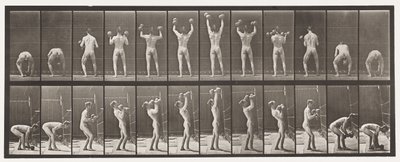 Skylt 323. Lyfta och släppa ner två 50-lb hantlar av Eadweard Muybridge
