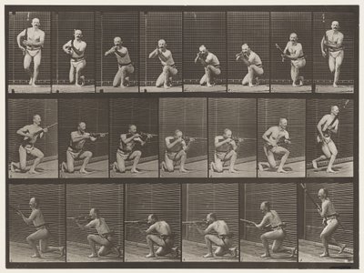 Tavla 356. Knästående, skjutande och resande av Eadweard Muybridge