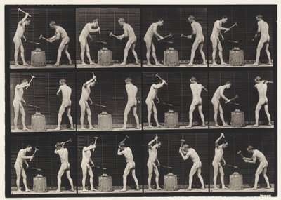Tavla 374. Smeder, två modeller, hamrande på städet av Eadweard Muybridge