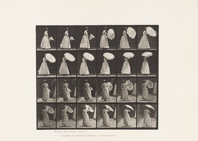 Tavla 38. Walking, öppningsparasoll, 1885 av Eadweard Muybridge