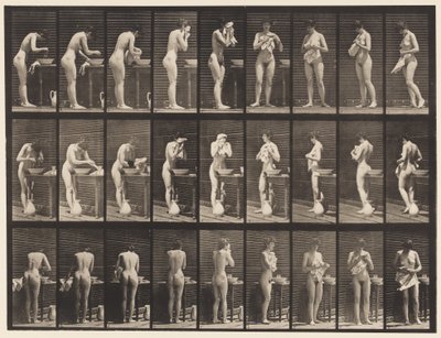 Tallrik 412. Tvätta, torka ansikte och vända av Eadweard Muybridge